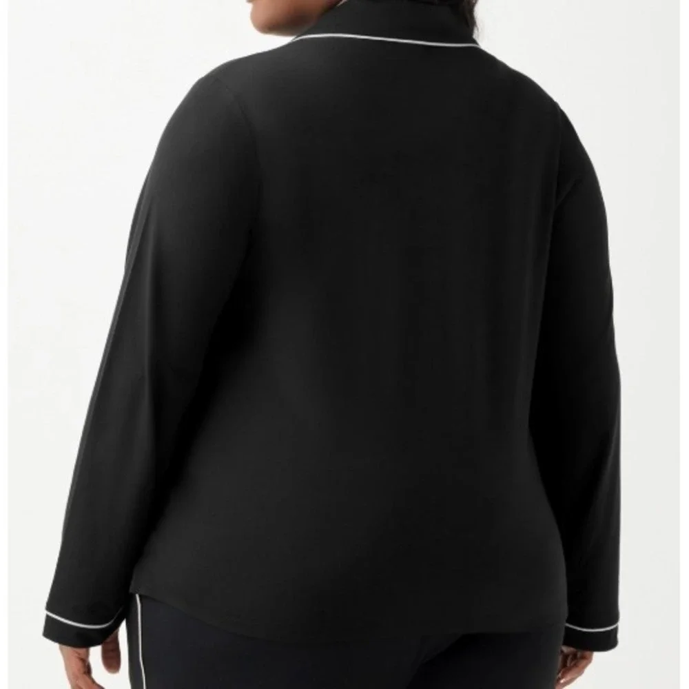 Yitty Cloud Jersey Sleep Top 2X Black Button‎ Soft Pajama Top Loungewear Cozy